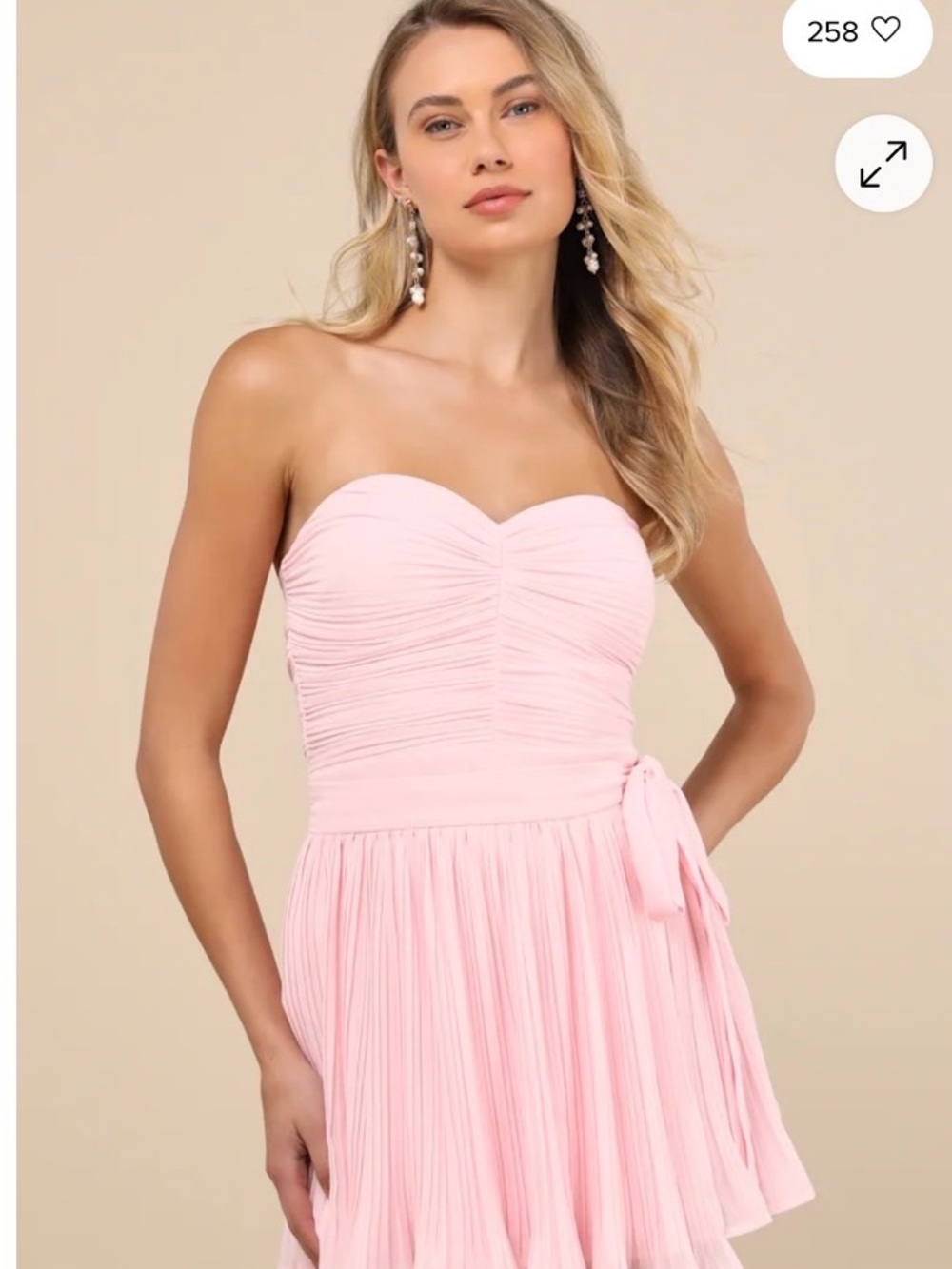 Lulus Pink Pleated Strapless Romper Size L